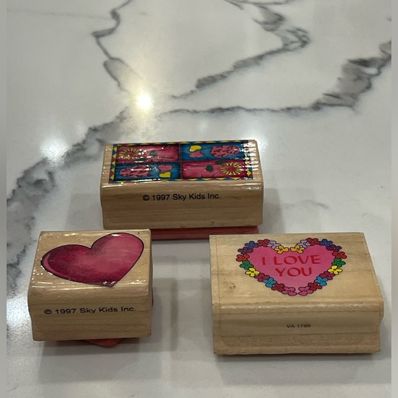 RUBBER STAMPS LOT OF 3: ‘Hearts’ Bundle from Sky Kids from 1997 - Picture 2 of 6